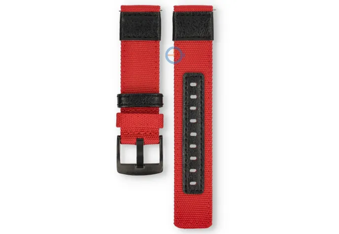 Coros Pace PRO horlogeband - nylon/leer - 22mm rood
