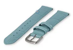 croc-print leather strap - 18mm - ice blue