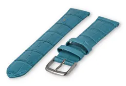 croc-print leather strap - 18mm - petrol