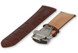 Klassieke horlogeband donkerbruin leer - vlindersluiting - 22mm