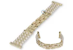 22mm beaded bracelet for watches - gold pearl