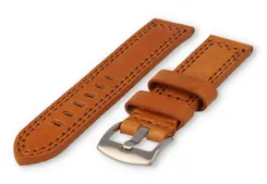 Robuust leren horlogeband 20mm cognacbruin leer