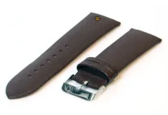 Watchstrap 22mm darkbrown leather canvas