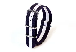 Watchstrap nylon 20mm Black/white