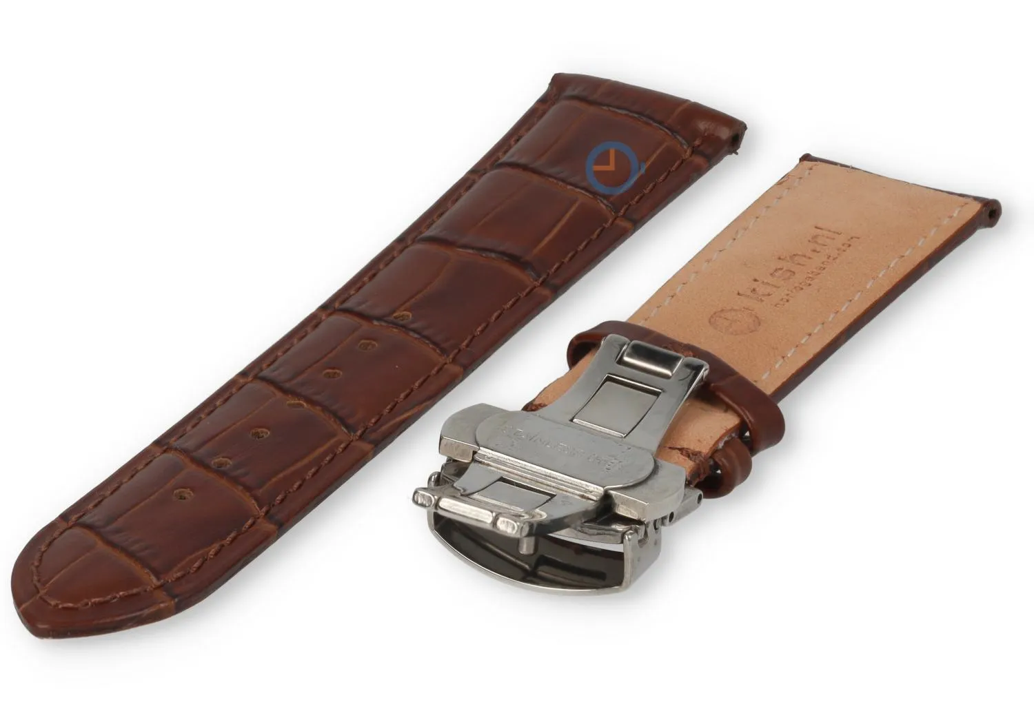 Luxe Hamilton horlogeband donkerbruin leer - vlindersluiting - 22mm