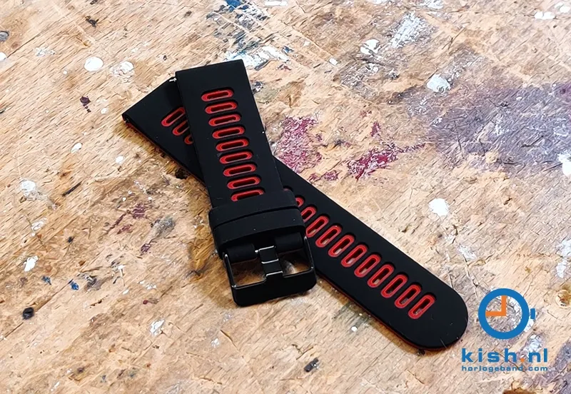 Coros Apex 42mm / Pace 2 siliconen horlogeband - zwart/rood