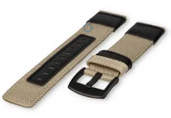22mm Garmin Forerunner 965 watch strap - nylon/leather - 22mm beige