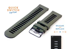 Silicone 22mm watch band - darkgreen/black