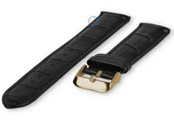 21mm - black - leather strap with croco - gold
