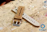 Watchstrap 22mm vintage perforated brown leather