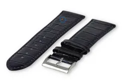 Basic croco watch strap XL - 24mm - dark blue