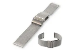 Milanese horlogeband 20mm zilver - verstelbare vouwsluiting
