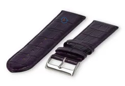 Calfskin XL strap with croco embossing - 28mm - eggplant