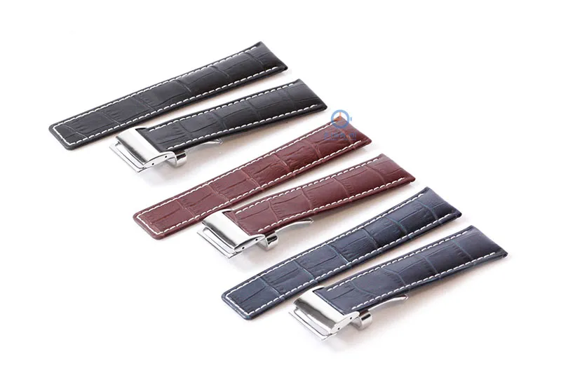 Breitling watchstrap 22mm leather blue croco