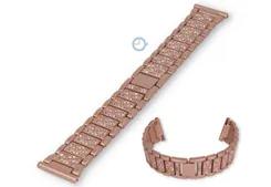 Pav? steel watch bracelet - 22mm - bronze