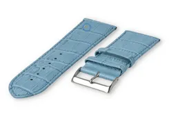 Calfskin strap with croco-relief - 28mm - ice blue