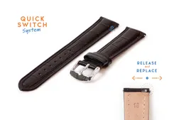 Horlogeband 18mm croco leer zwart