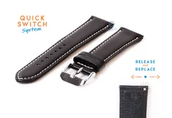 Horlogeband 22mm zwart ecovriendelijk rundleder