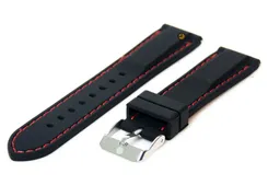 Watchstrap 18mm black-red silicone with quick release