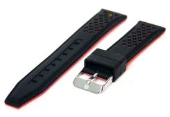 20mm Silikon Uhrenarmband Schwarz/Rot