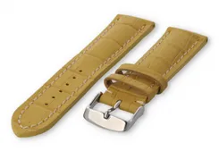Horlogeband met krokoprint 20mm geel leer