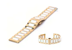 Uhrenarmband 20mm gold/weiß Stahl