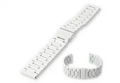 Watch strap 22mm matt steel - white