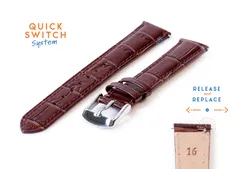 Watchstrap 16mm croco leather brown
