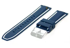 Reversible watchstrap 22mm blue-white silicone