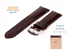 Watchstrap 22mm croco leather darkbrown