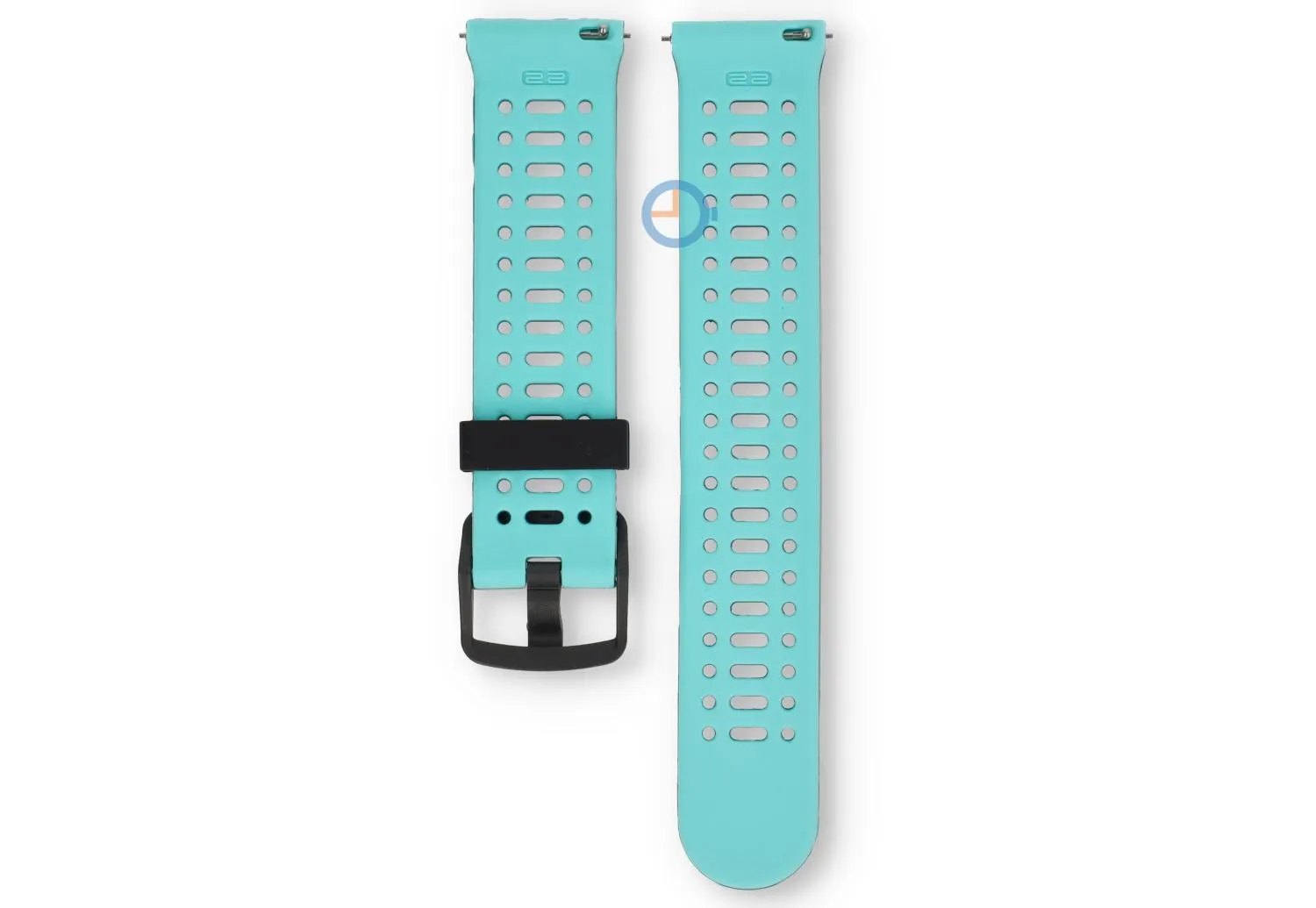 22mm siliconen bandje - ademend design - zwart/blauw
