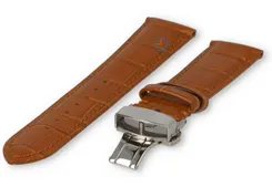 Luxe Maurice Lacroix horlogeband lichtbruin leer - vlindersluiting - 22mm