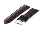 Watchstrap 22mm croco leather black-red