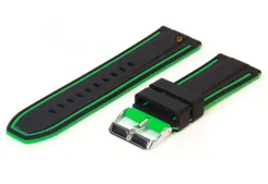 Reversible watchstrap 26mm black-green silicone