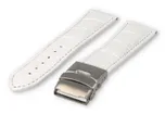 Horlogeband met vouwsluiting 24mm wit leer