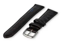 Leather strap with frizzled print - 16mm - dark brown