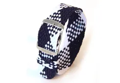 Horlogeband 22mm perlon blauw/wit