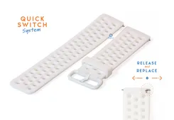 Horlogeband 23mm perforated siliconen wit