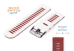 Siliconen horlogeband 22mm - wit/rood
