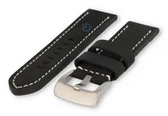 Water-repellent leather watch strap - 22mm - black