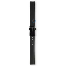 Universal 13mm black leather watch strap with three-fold clasp - Agnis B
