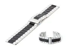 watch band 20mm steel silver/black - matt
