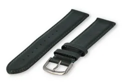 XL horlogeband glad leer - 22mm - donkergroen