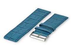 Calfskin strap with croco-relief - 28mm - petrol