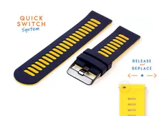 Silicone 22mm watch band - blue/yellow