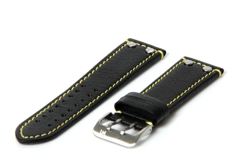 Watchstrap 24mm black/yellow