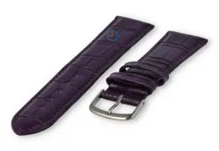 Leather watch strap croco - 20mm - eggplant