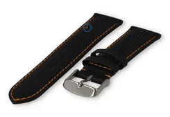 22mm hybrid strap - black with orange