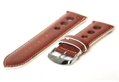 Watchstrap 24mm brown-white rally leather