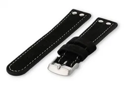 Flieger horlogeband 20mm zwart leer